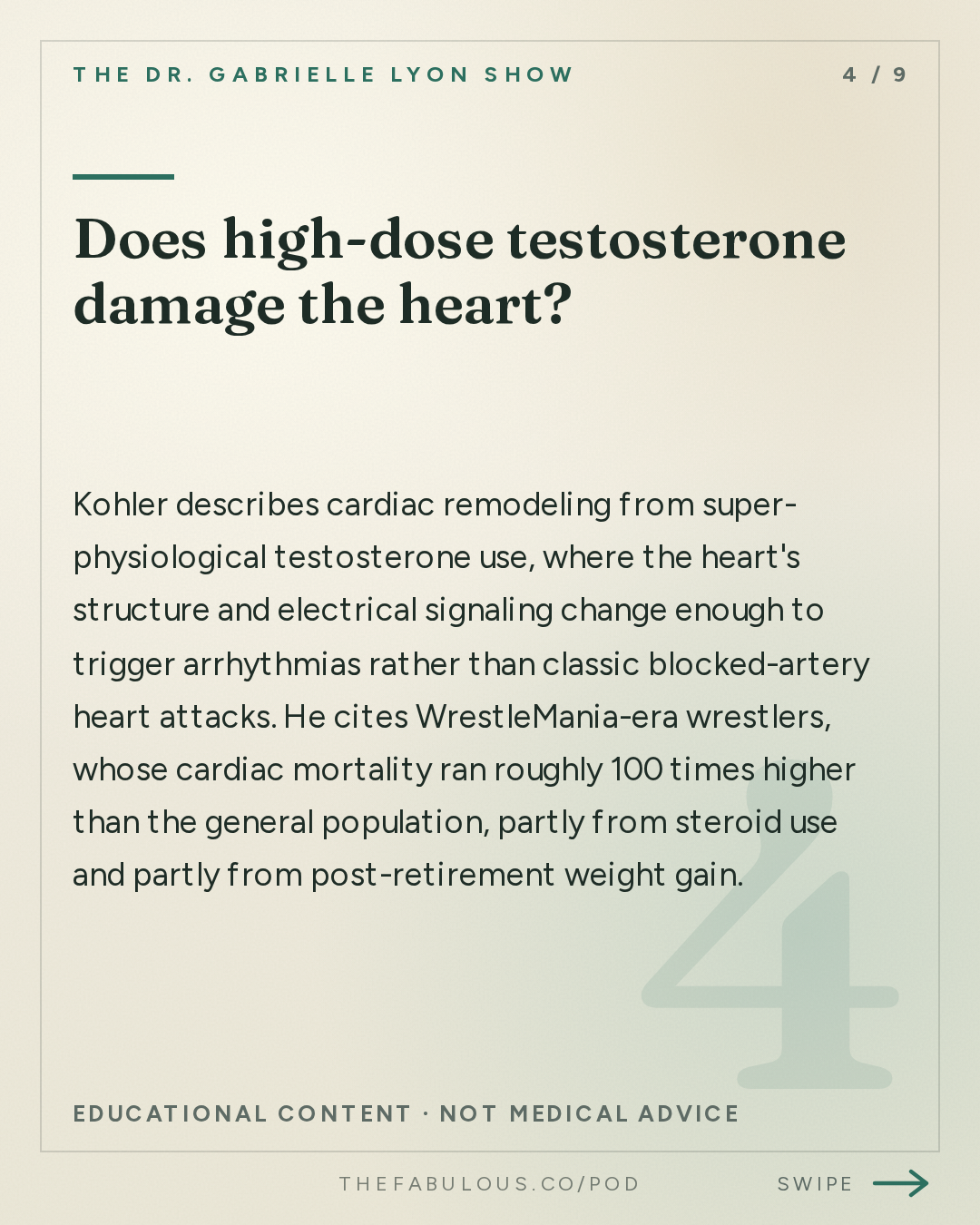 Does high-dose testosterone damage the heart? — The Dr. Gabrielle Lyon Show: ED Predicts Heart Attacks Better Than Chest Pain: The 2 Tests to Ask For | Dr. Tobias Kohler