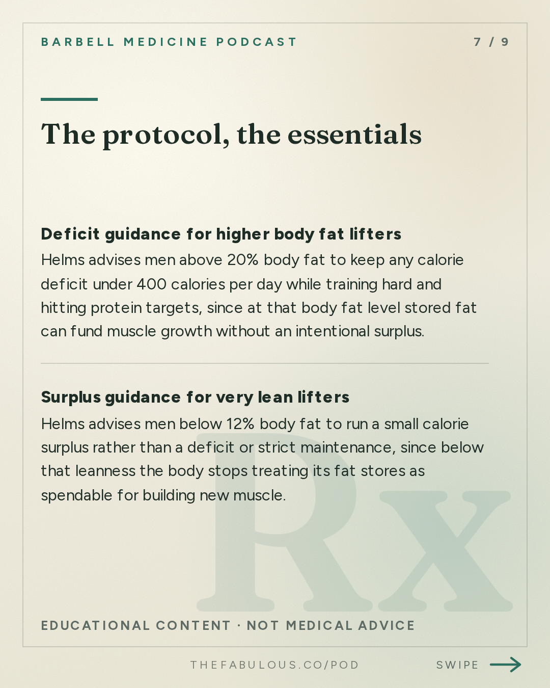 The protocol, the essentials — Barbell Medicine Podcast: Do You Need a Calorie Surplus to Build Muscle? | Dr. Eric Helms