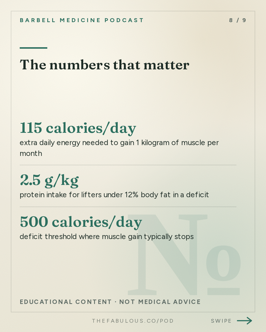 The numbers that matter — Barbell Medicine Podcast: Do You Need a Calorie Surplus to Build Muscle? | Dr. Eric Helms