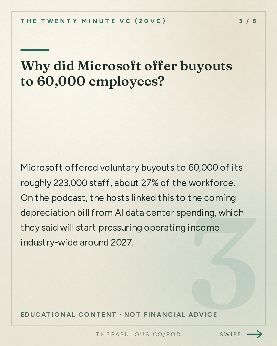 Why did Microsoft offer buyouts to 60,000 employees? — The Twenty Minute VC (20VC): Venture Capital | Startup Funding | The Pitch: 20VC: Anthropic Files S1 Ahead of $2TRN IPO | Instinct's Rumoured $30 Billion Fundraise | Microsoft Laysoff 27,000 While Meta Taps Equity Markets for $95 Billion Capex Spending Spree