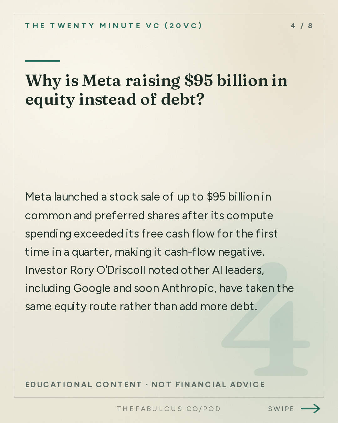 Why is Meta raising $95 billion in equity instead of debt? — The Twenty Minute VC (20VC): Venture Capital | Startup Funding | The Pitch: 20VC: Anthropic Files S1 Ahead of $2TRN IPO | Instinct's Rumoured $30 Billion Fundraise | Microsoft Laysoff 27,000 While Meta Taps Equity Markets for $95 Billion Capex Spending Spree
