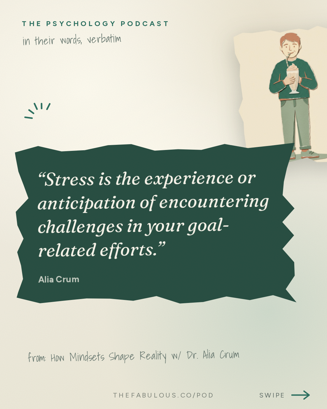 Stress is the experience or anticipation of encountering challenges in your goal-related efforts. — The Psychology Podcast: How Mindsets Shape Reality w/ Dr. Alia Crum
