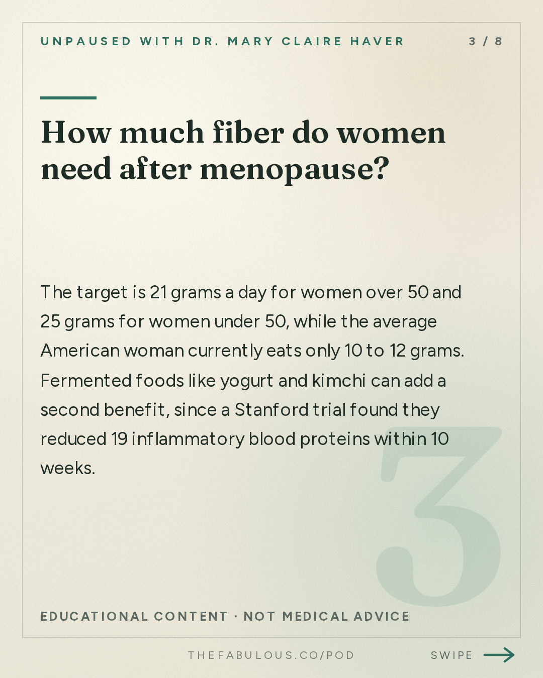 How much fiber do women need after menopause? — unPAUSED with Dr. Mary Claire Haver: How Menopause Changes Your Gut Health with a Leading Gastroenterologist