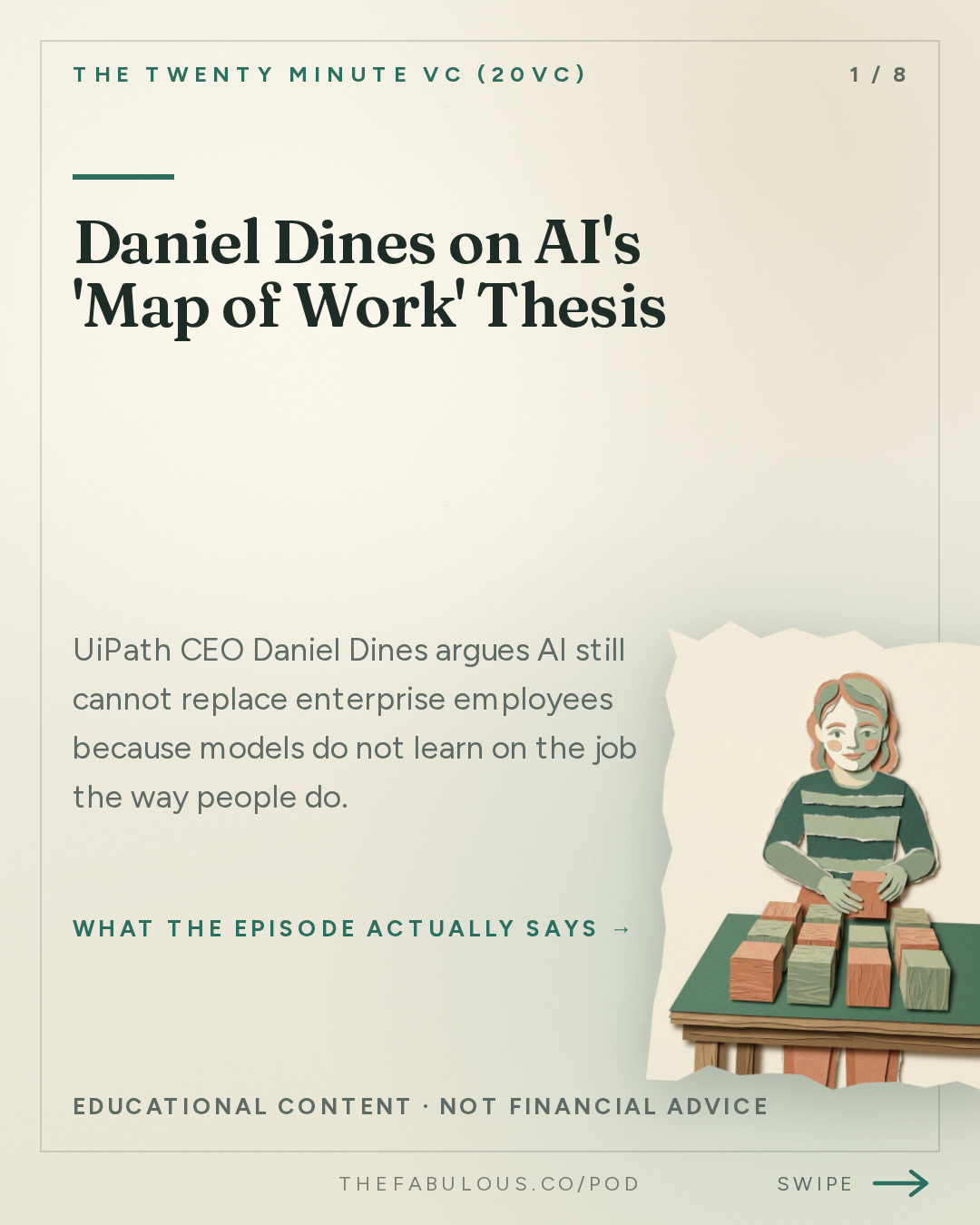 Daniel Dines on AI's 'Map of Work' Thesis — The Twenty Minute VC (20VC): Venture Capital | Startup Funding | The Pitch: 20VC: Why AI Cannot Replace Humans in Enterprise | Why Work Processes Not Models Will Be The Most Valuable Asset in AI | Why Europe Has Lost and Building in the US vs EU with Daniel Dines, UiPath