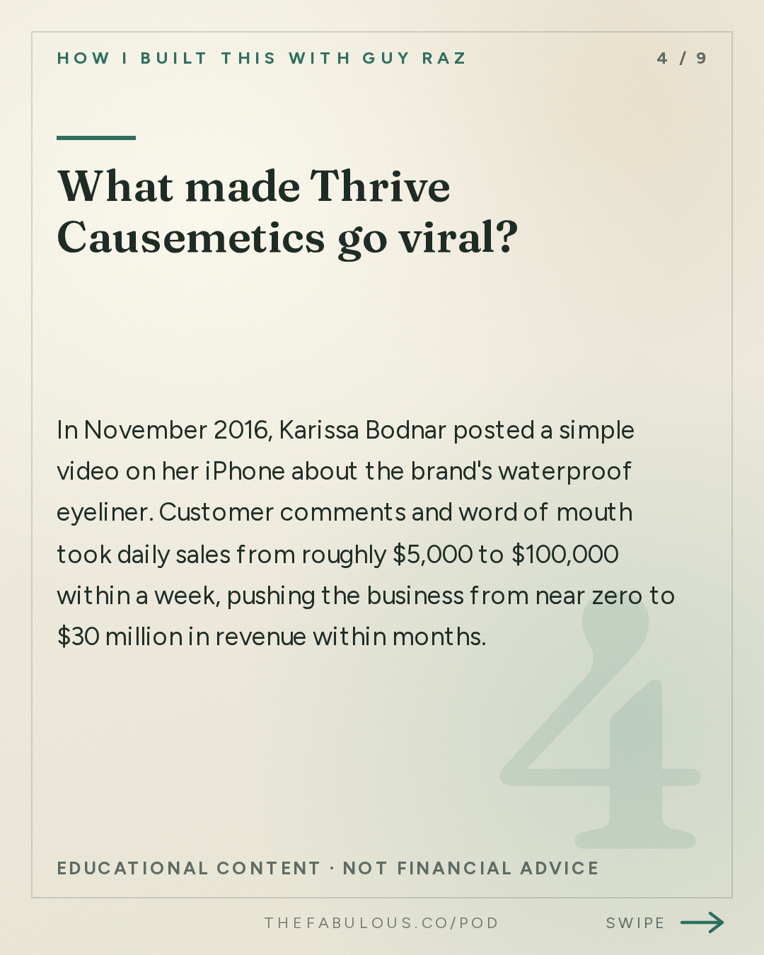 What made Thrive Causemetics go viral? — How I Built This with Guy Raz: Thrive Causemetics: Karissa Bodnar. How $150 a Day in Sales Turned into a $150 Million Beauty Business with a Mission