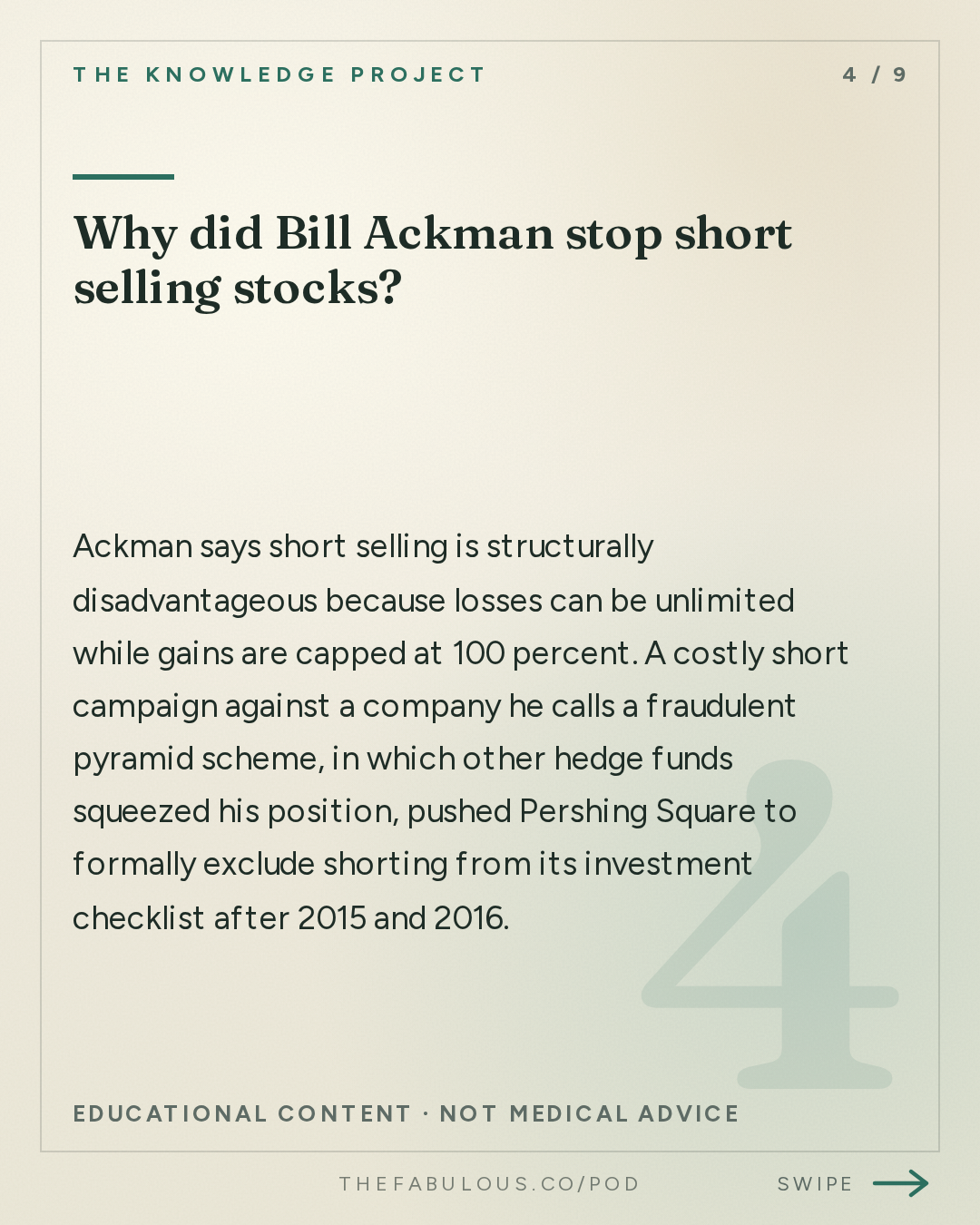Why did Bill Ackman stop short selling stocks? — The Knowledge Project: Bill Ackman: The Biggest Fight of His Life