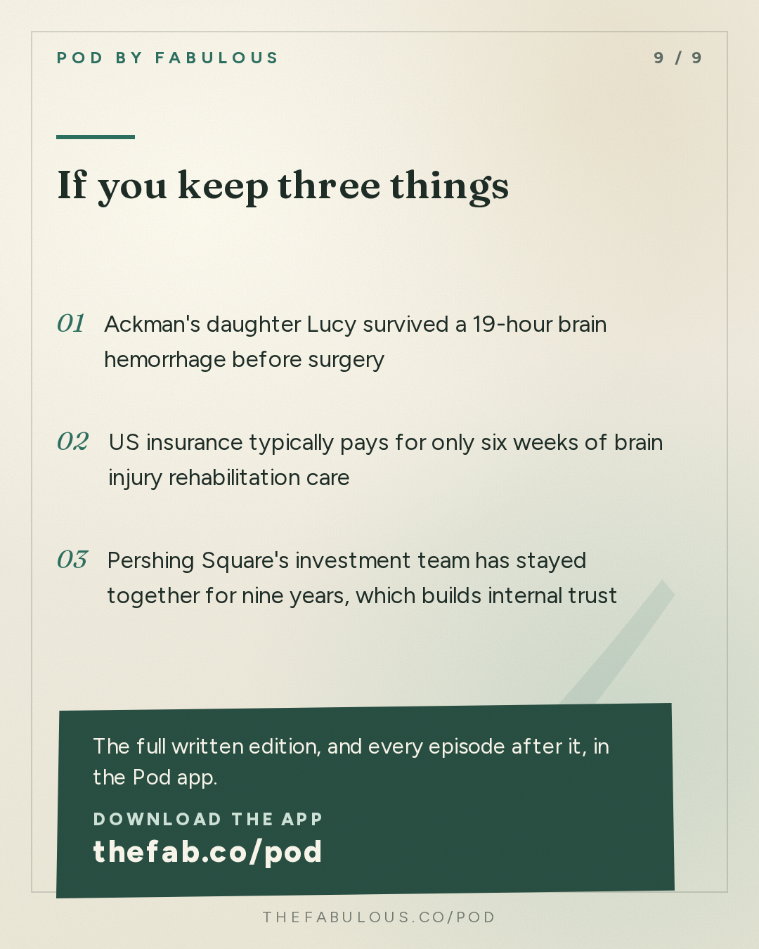 If you keep three things — The Knowledge Project: Bill Ackman: The Biggest Fight of His Life