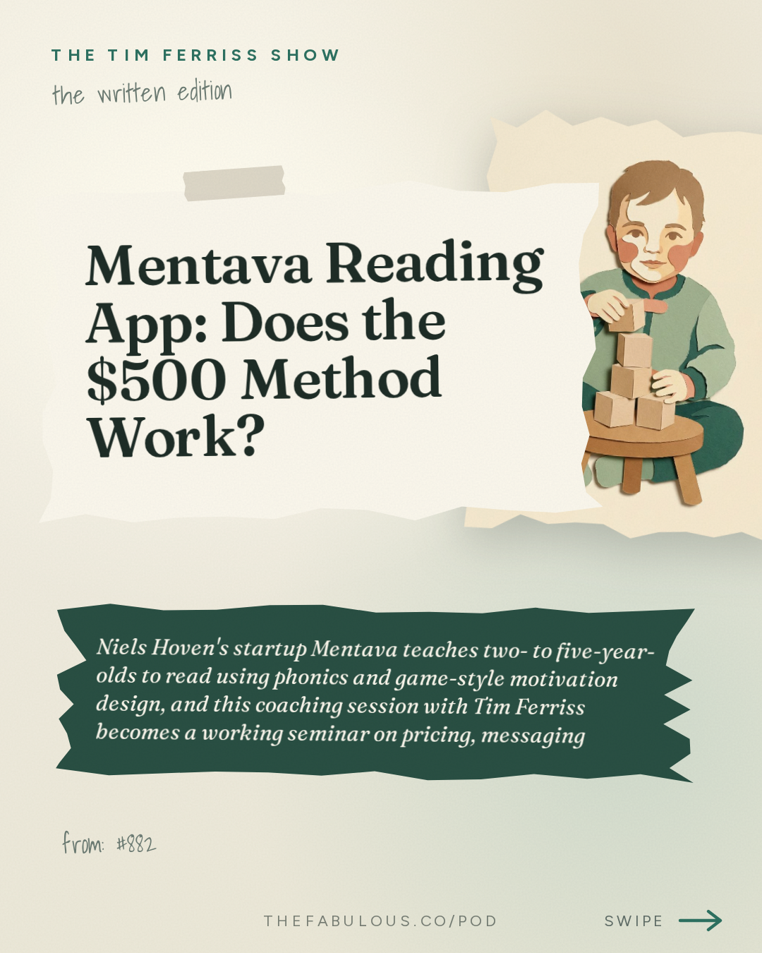 Mentava Reading App: Does the $500 Method Work? — The Tim Ferriss Show: #882: Why Kids Can Learn 10x Faster Than We Think — Niels Hoven of Mentava (Tim Coaching Session)