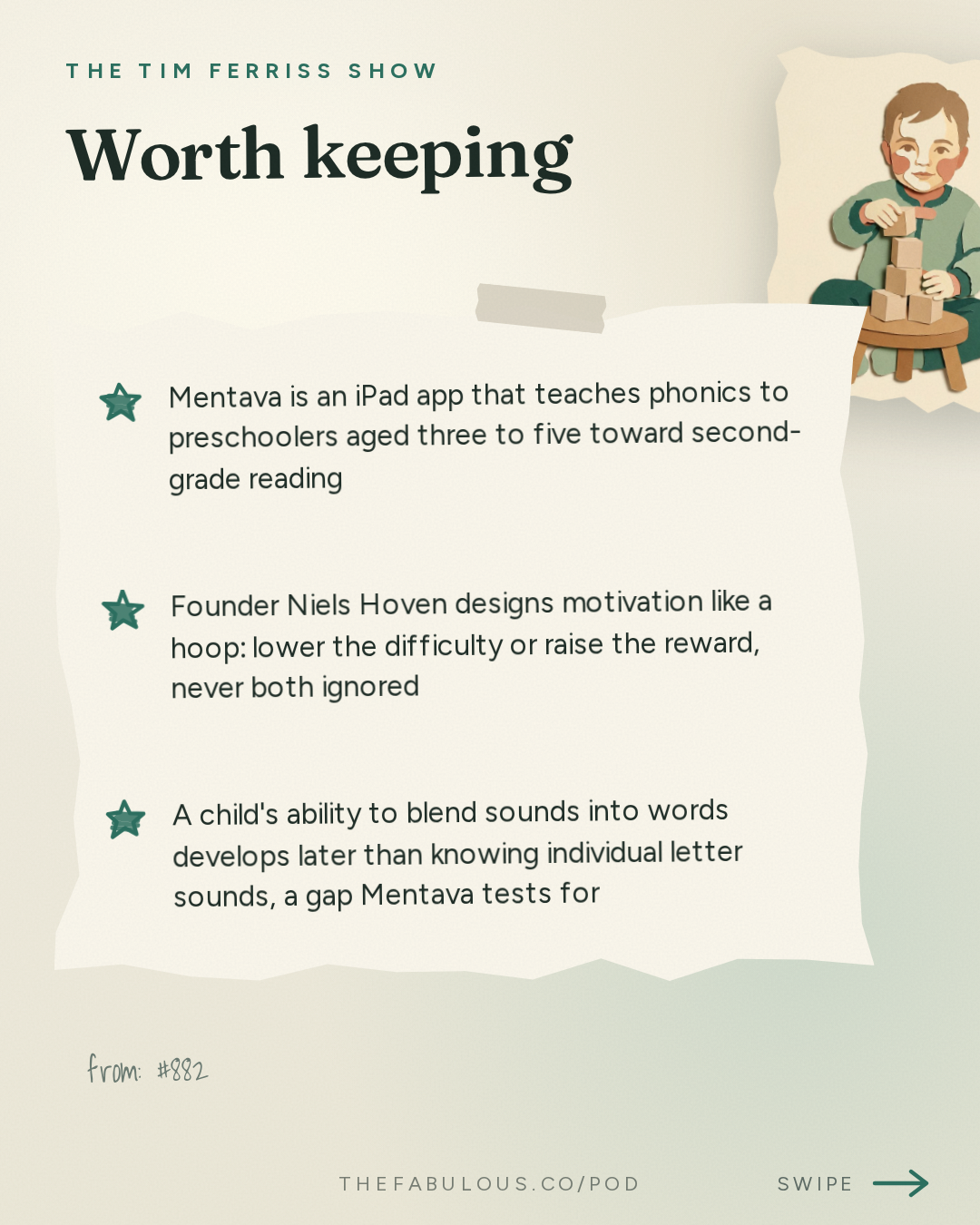 Worth keeping — The Tim Ferriss Show: #882: Why Kids Can Learn 10x Faster Than We Think — Niels Hoven of Mentava (Tim Coaching Session)
