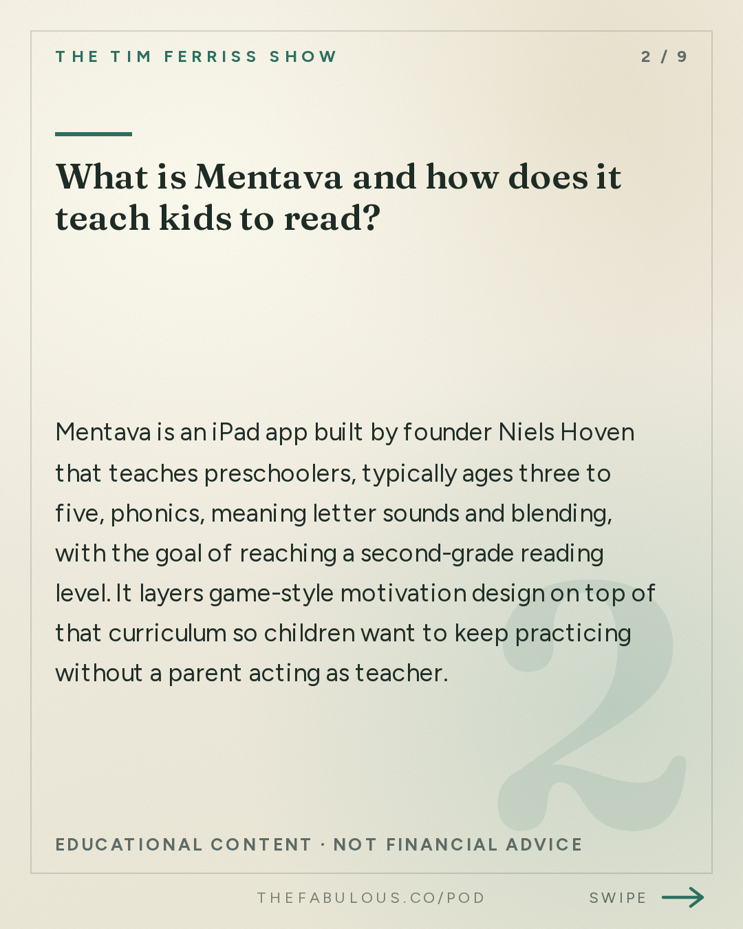What is Mentava and how does it teach kids to read? — The Tim Ferriss Show: #882: Why Kids Can Learn 10x Faster Than We Think — Niels Hoven of Mentava (Tim Coaching Session)