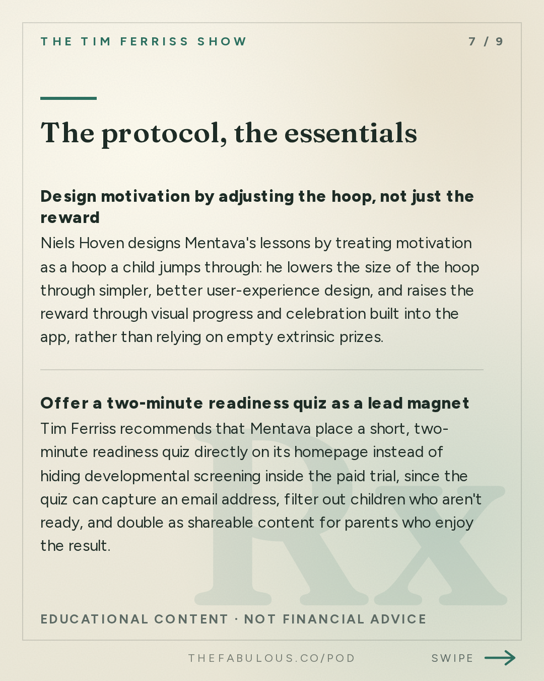 The protocol, the essentials — The Tim Ferriss Show: #882: Why Kids Can Learn 10x Faster Than We Think — Niels Hoven of Mentava (Tim Coaching Session)