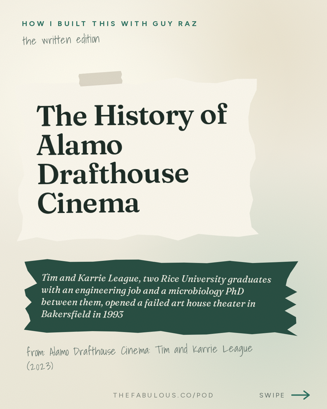 The History of Alamo Drafthouse Cinema — How I Built This with Guy Raz: Alamo Drafthouse Cinema: Tim and Karrie League (2023)