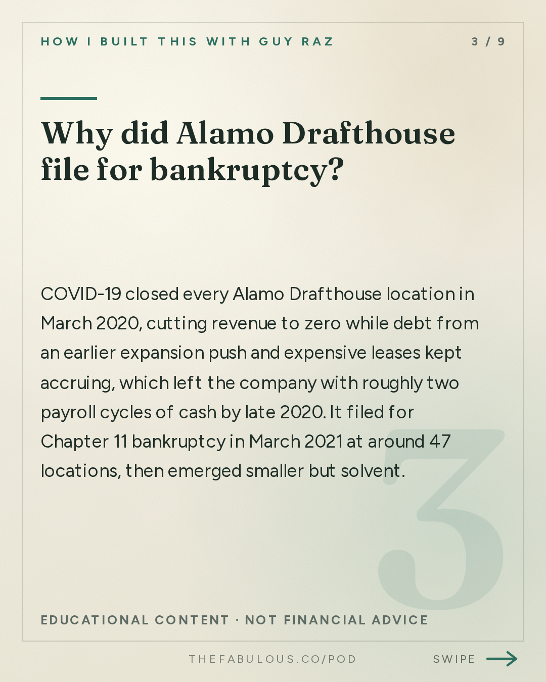 Why did Alamo Drafthouse file for bankruptcy? — How I Built This with Guy Raz: Alamo Drafthouse Cinema: Tim and Karrie League (2023)