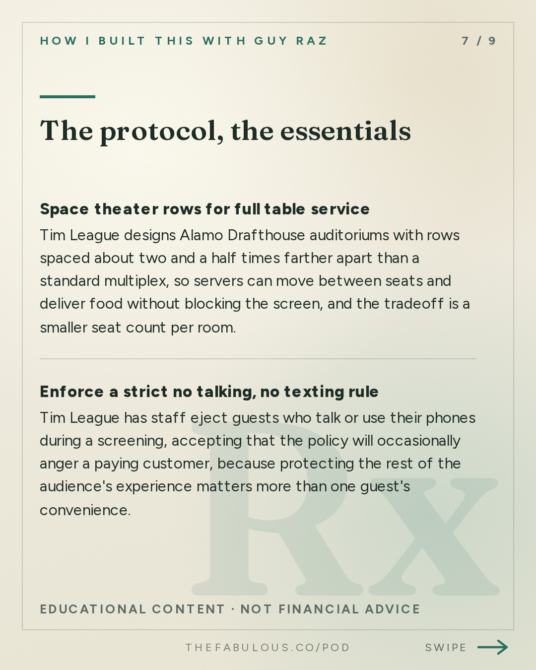 The protocol, the essentials — How I Built This with Guy Raz: Alamo Drafthouse Cinema: Tim and Karrie League (2023)
