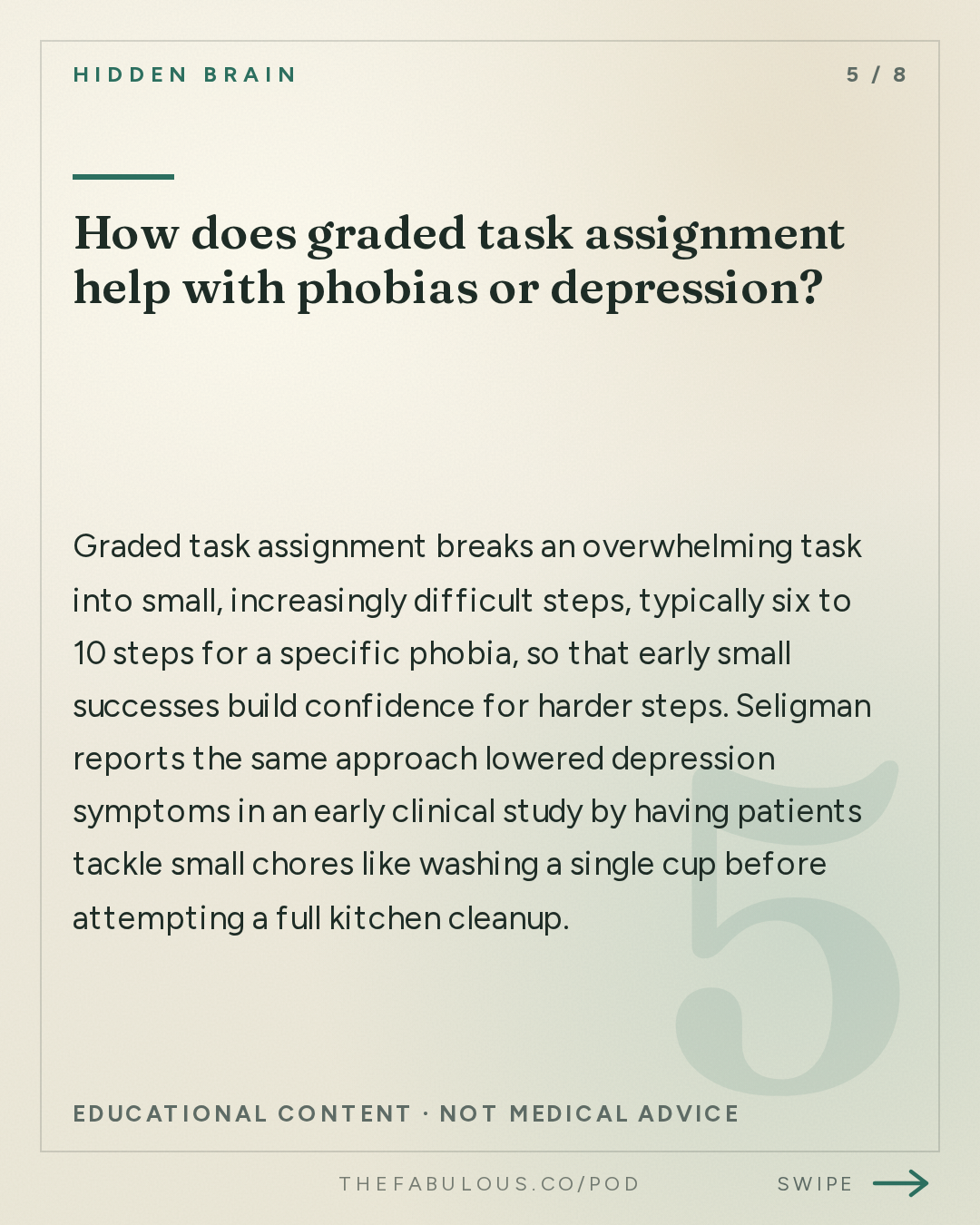 How does graded task assignment help with phobias or depression? — Hidden Brain: How to Make a Difference: Part 2