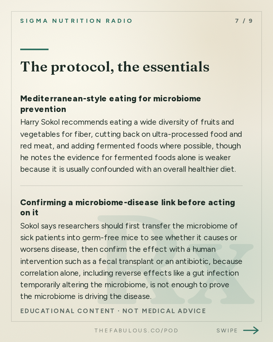 The protocol, the essentials — Sigma Nutrition Radio: #625: Does Changing the Microbiome Actually Improve Health? – Prof. Harry Sokol