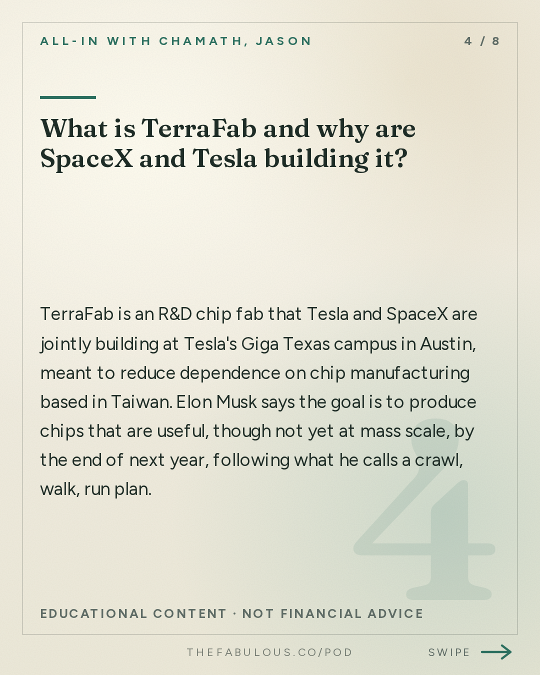 What is TerraFab and why are SpaceX and Tesla building it? — All-In with Chamath, Jason, Sacks & Friedberg: Elon Musk & Gwynne Shotwell on AI Risks and Peer Review, Starship, Terafab, SpaceX/Tesla Merger