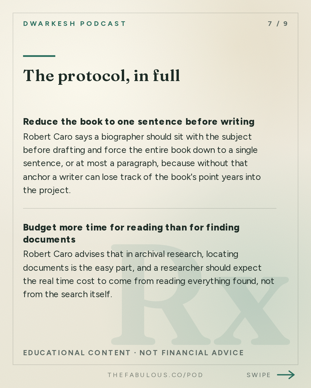 The protocol, in full — Dwarkesh Podcast: Robert Caro – The master biographer reflects at 91