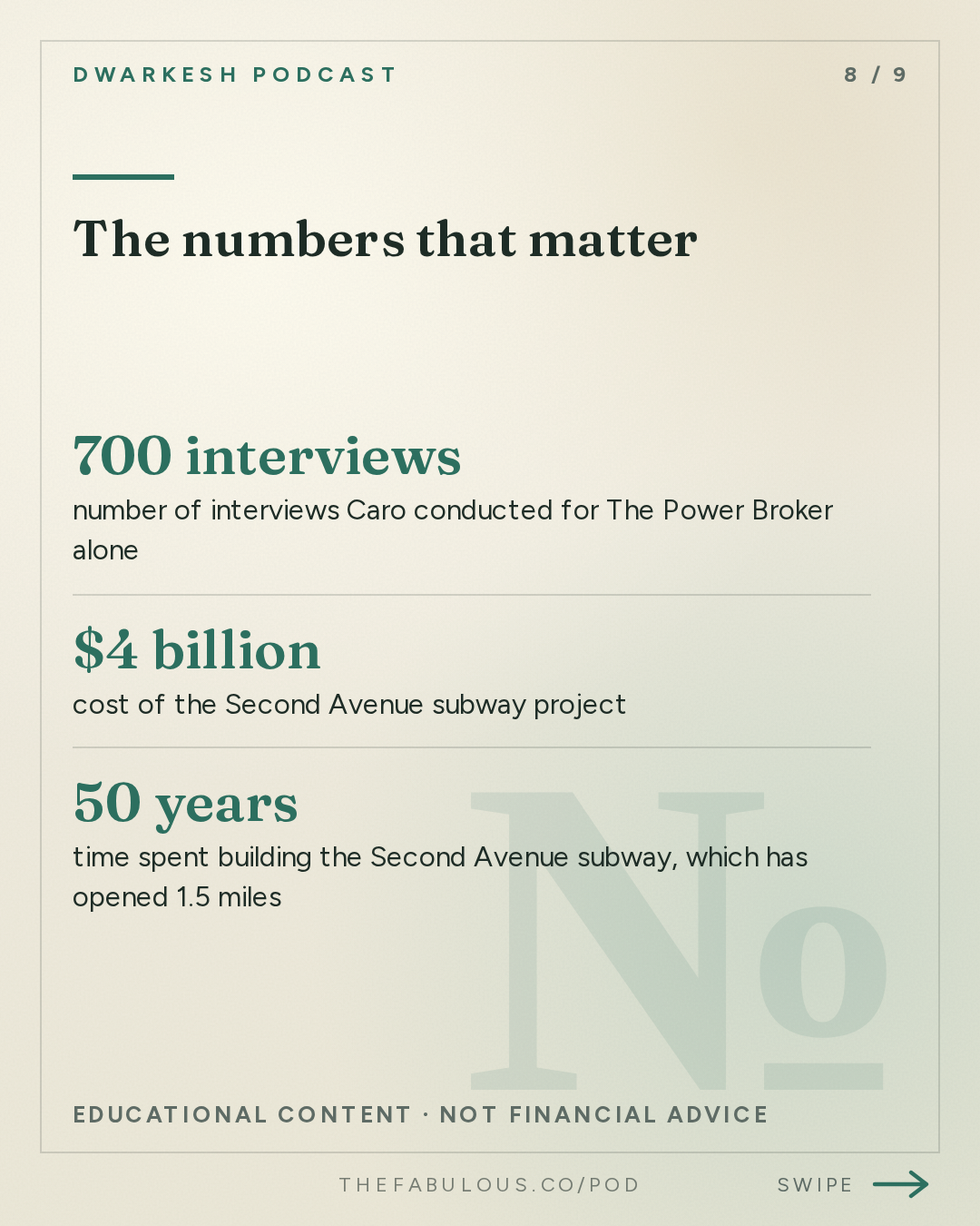 The numbers that matter — Dwarkesh Podcast: Robert Caro – The master biographer reflects at 91