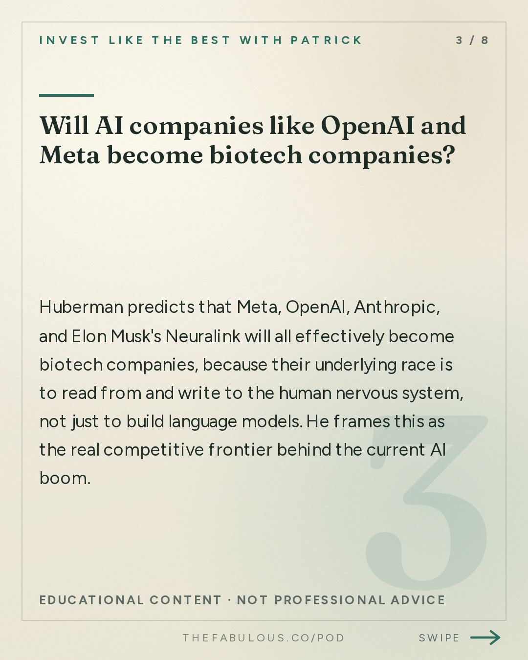 Will AI companies like OpenAI and Meta become biotech companies? — Invest Like the Best with Patrick O'Shaughnessy: Andrew Huberman - The Frontier of Neurotechnology - [Invest Like the Best, EP.494]