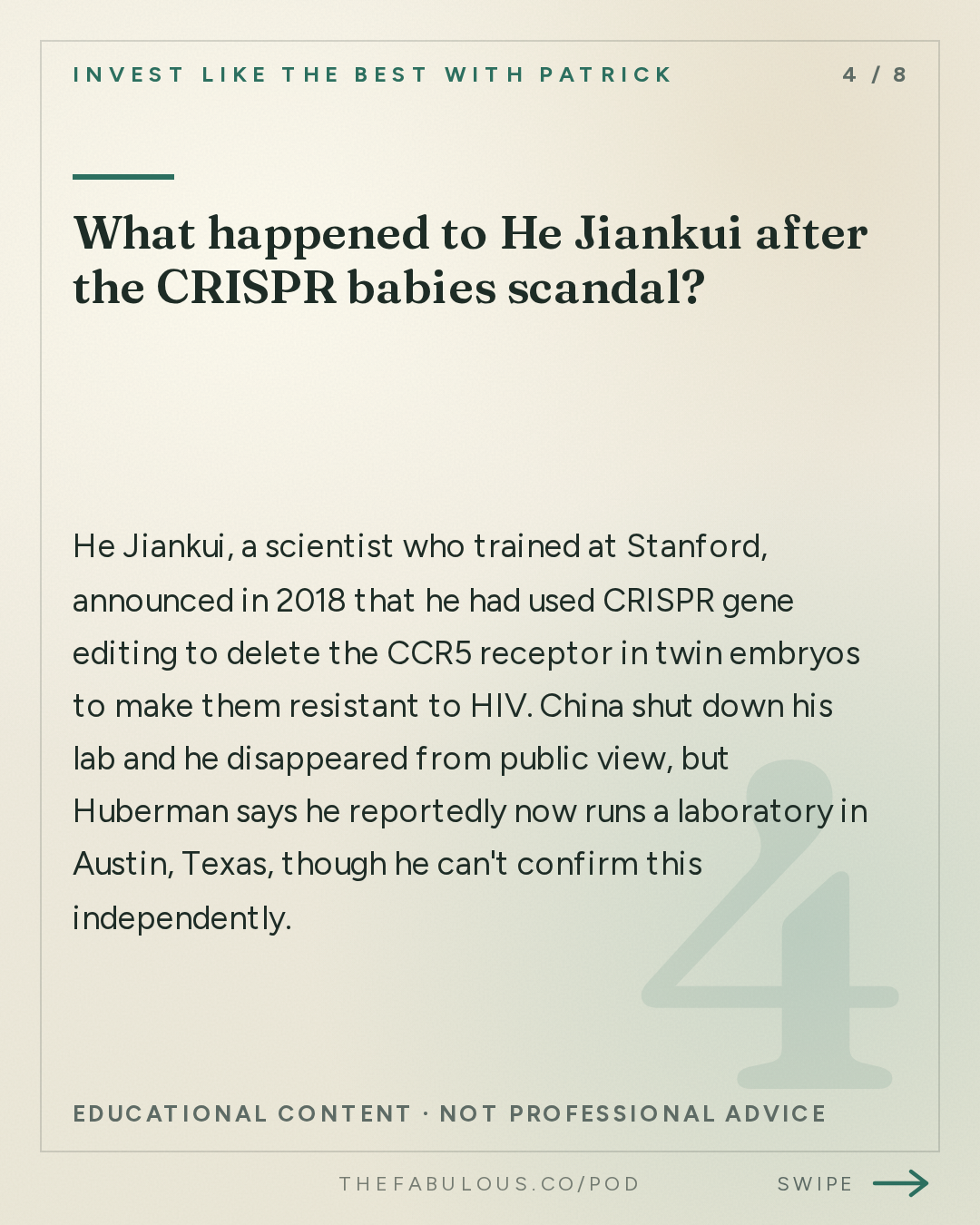 What happened to He Jiankui after the CRISPR babies scandal? — Invest Like the Best with Patrick O'Shaughnessy: Andrew Huberman - The Frontier of Neurotechnology - [Invest Like the Best, EP.494]