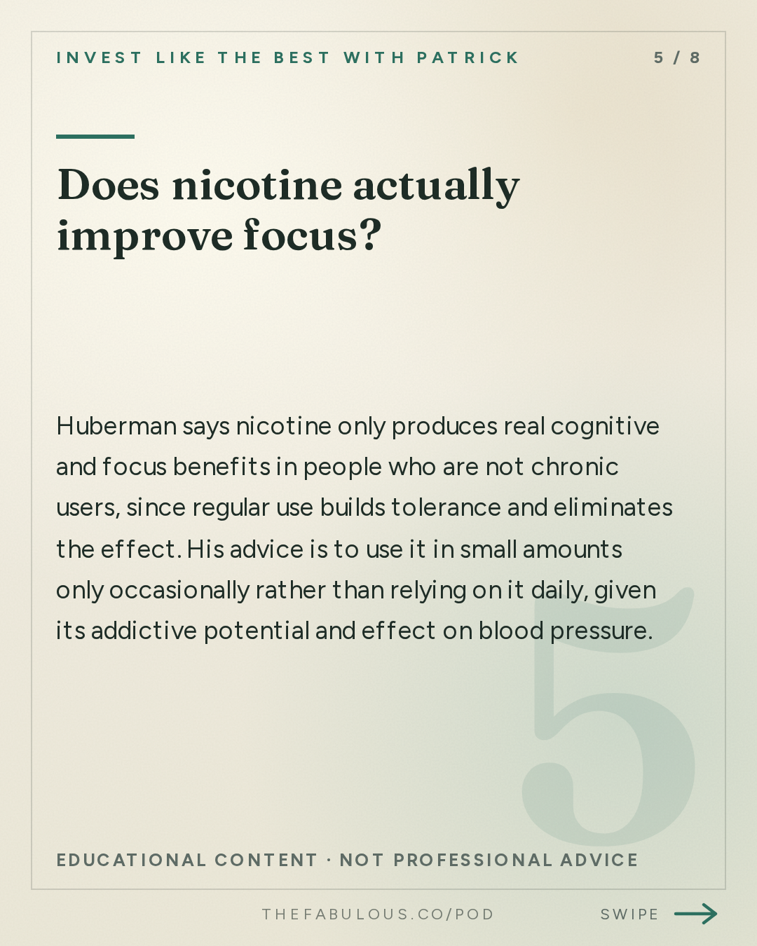 Does nicotine actually improve focus? — Invest Like the Best with Patrick O'Shaughnessy: Andrew Huberman - The Frontier of Neurotechnology - [Invest Like the Best, EP.494]