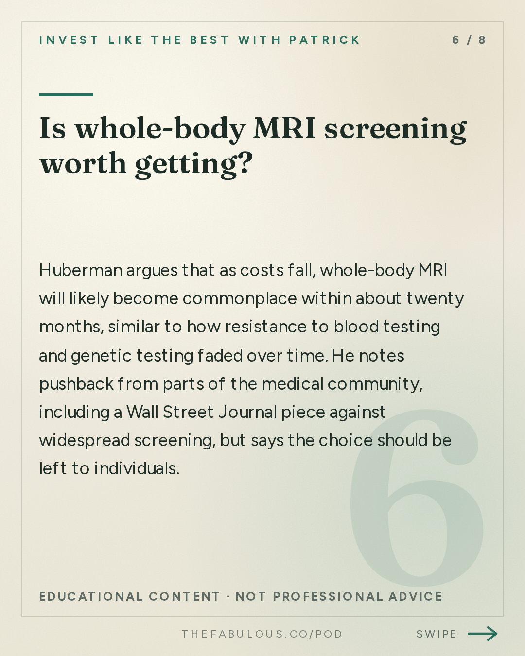 Is whole-body MRI screening worth getting? — Invest Like the Best with Patrick O'Shaughnessy: Andrew Huberman - The Frontier of Neurotechnology - [Invest Like the Best, EP.494]