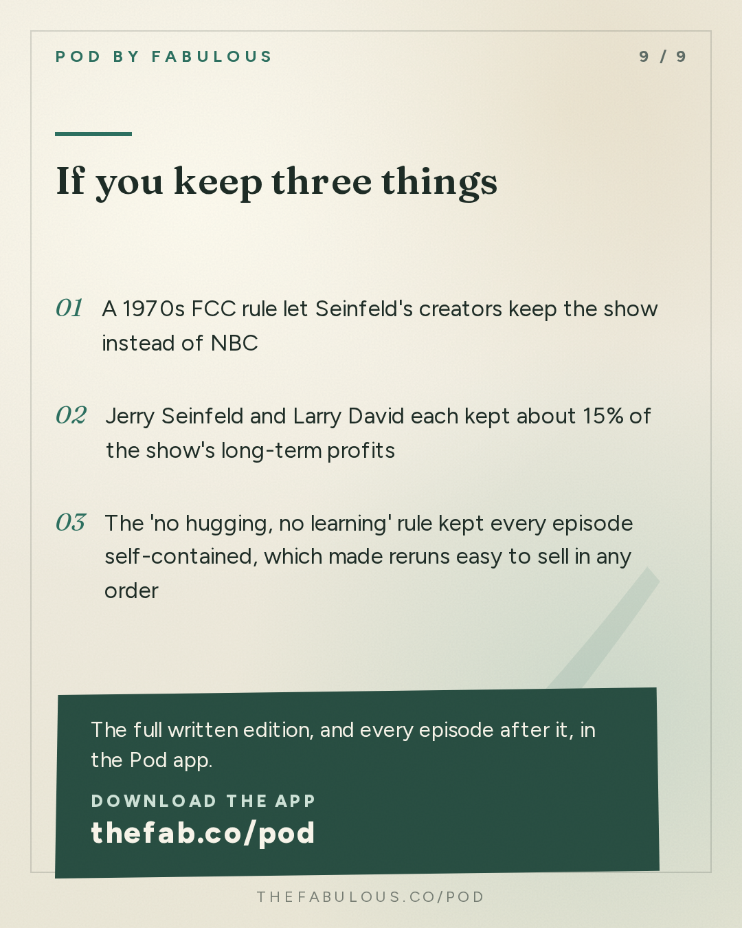 If you keep three things — Acquired: Seinfeld