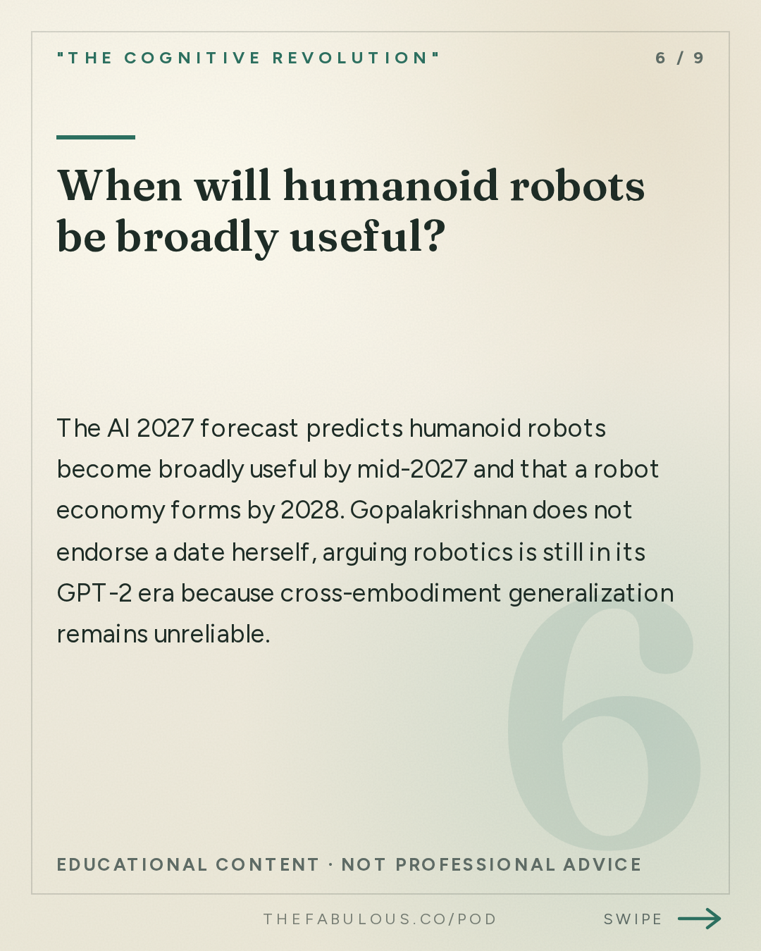 When will humanoid robots be broadly useful? — "The Cognitive Revolution" : One Brain, Any Body: Google DeepMind's Keerthana on Gemini Robotics 2, Cross-Embodiment & Humanoids