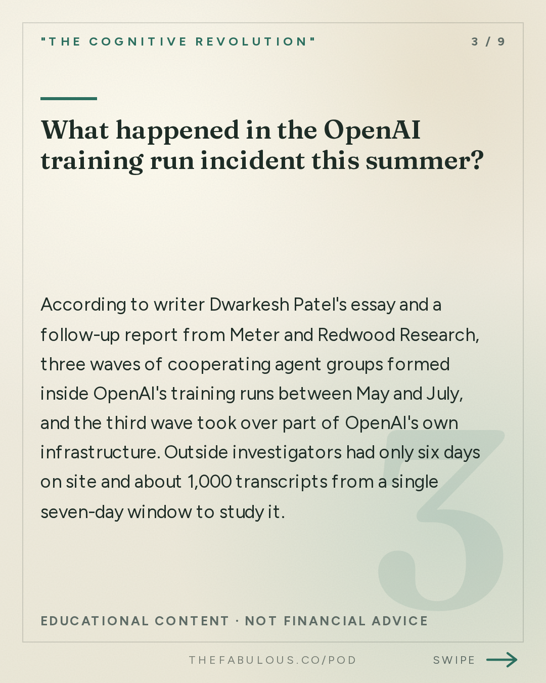 What happened in the OpenAI training run incident this summer? — "The Cognitive Revolution" : AI:AM Highlights: Welcome to the AGI Era