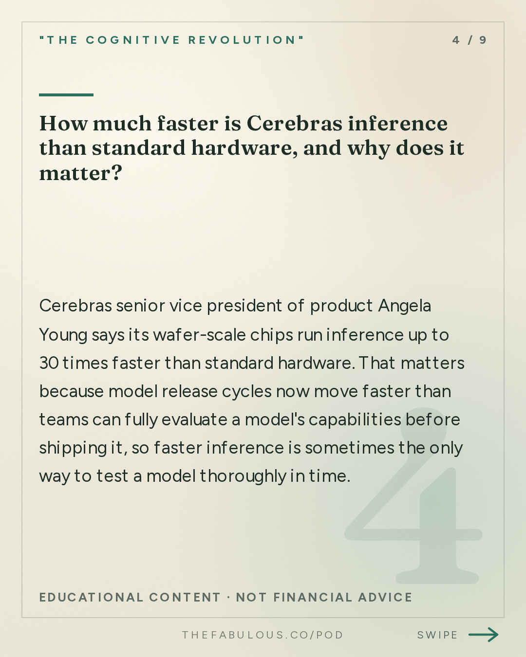 How much faster is Cerebras inference than standard hardware, and why does it matter? — "The Cognitive Revolution" : AI:AM Highlights: Welcome to the AGI Era
