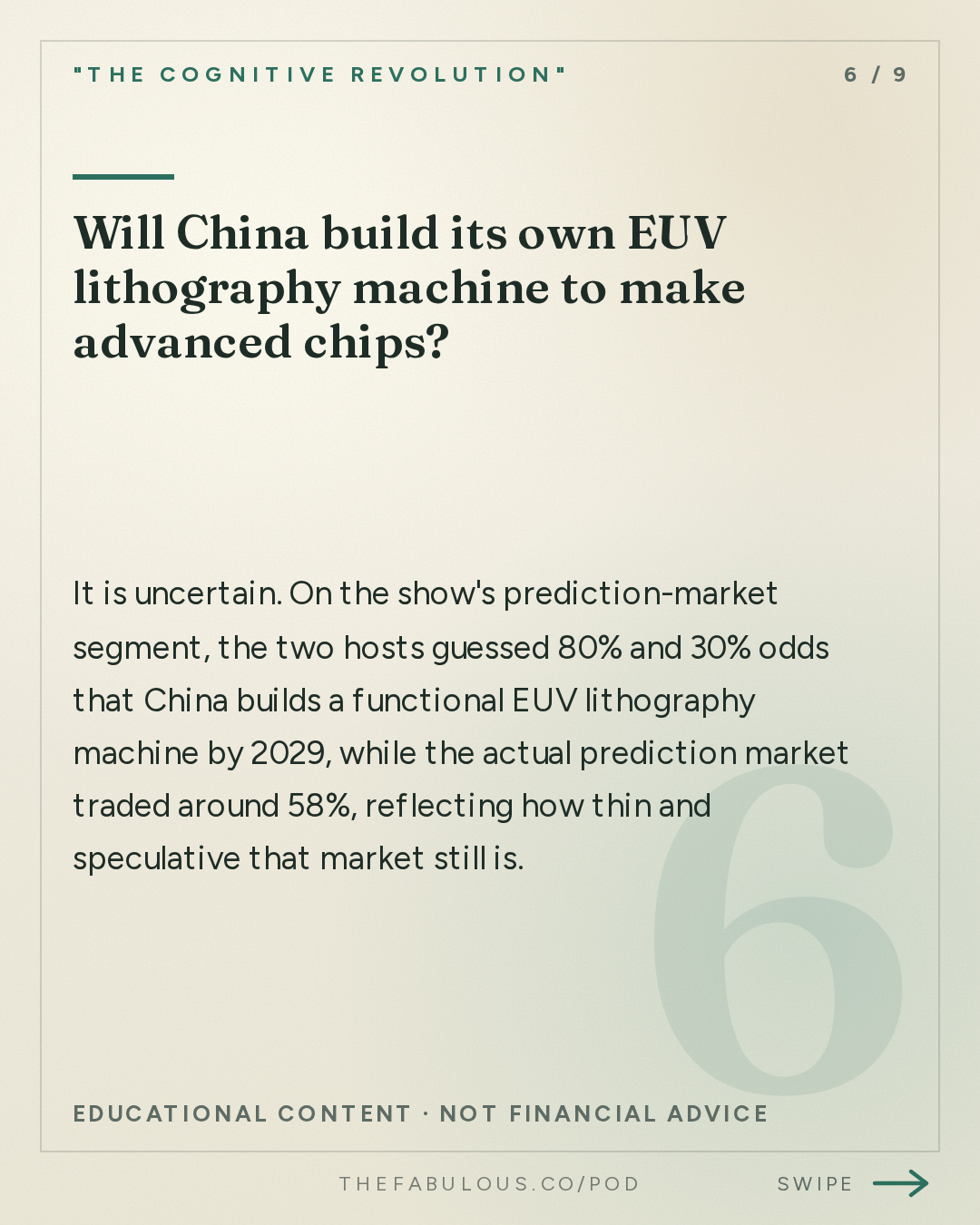 Will China build its own EUV lithography machine to make advanced chips? — "The Cognitive Revolution" : AI:AM Highlights: Welcome to the AGI Era