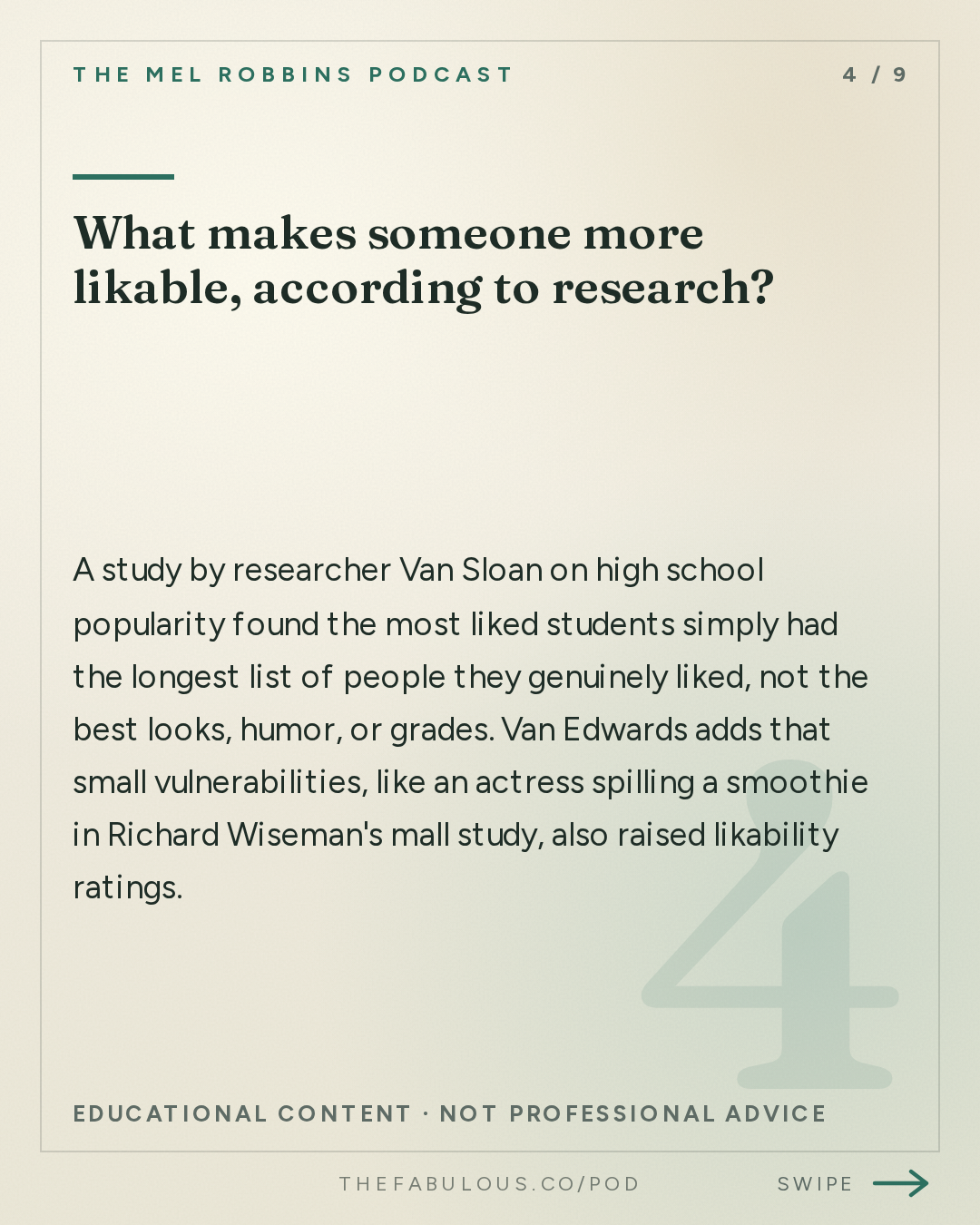 What makes someone more likable, according to research? — The Mel Robbins Podcast: Body Language Expert: 6 Psychological Tricks to Turn Awkwardness into Confidence
