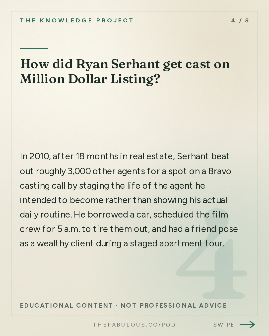 How did Ryan Serhant get cast on Million Dollar Listing? — The Knowledge Project: How to Get People to Say Yes | Ryan Serhant