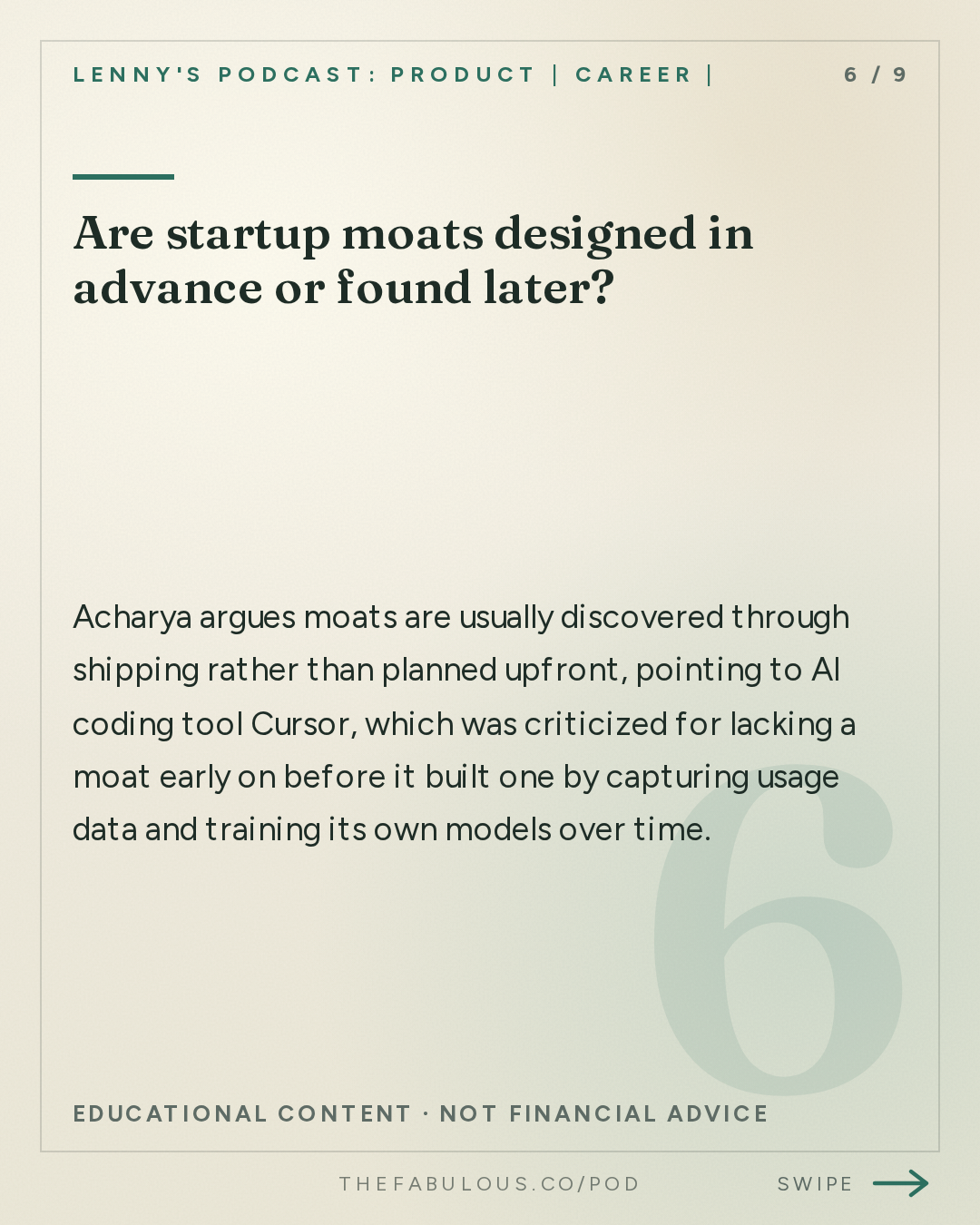 Are startup moats designed in advance or found later? — Lenny's Podcast: Product | Career | Growth: Why companies are becoming a series of loops | Anish Acharya (a16z)