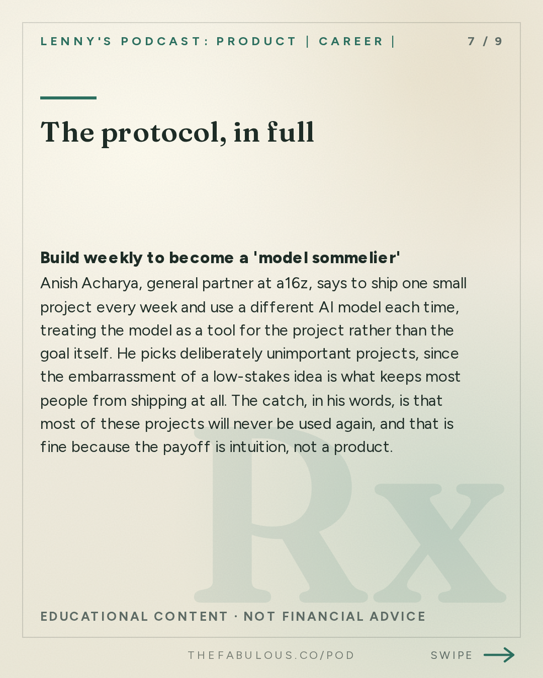 The protocol, in full — Lenny's Podcast: Product | Career | Growth: Why companies are becoming a series of loops | Anish Acharya (a16z)