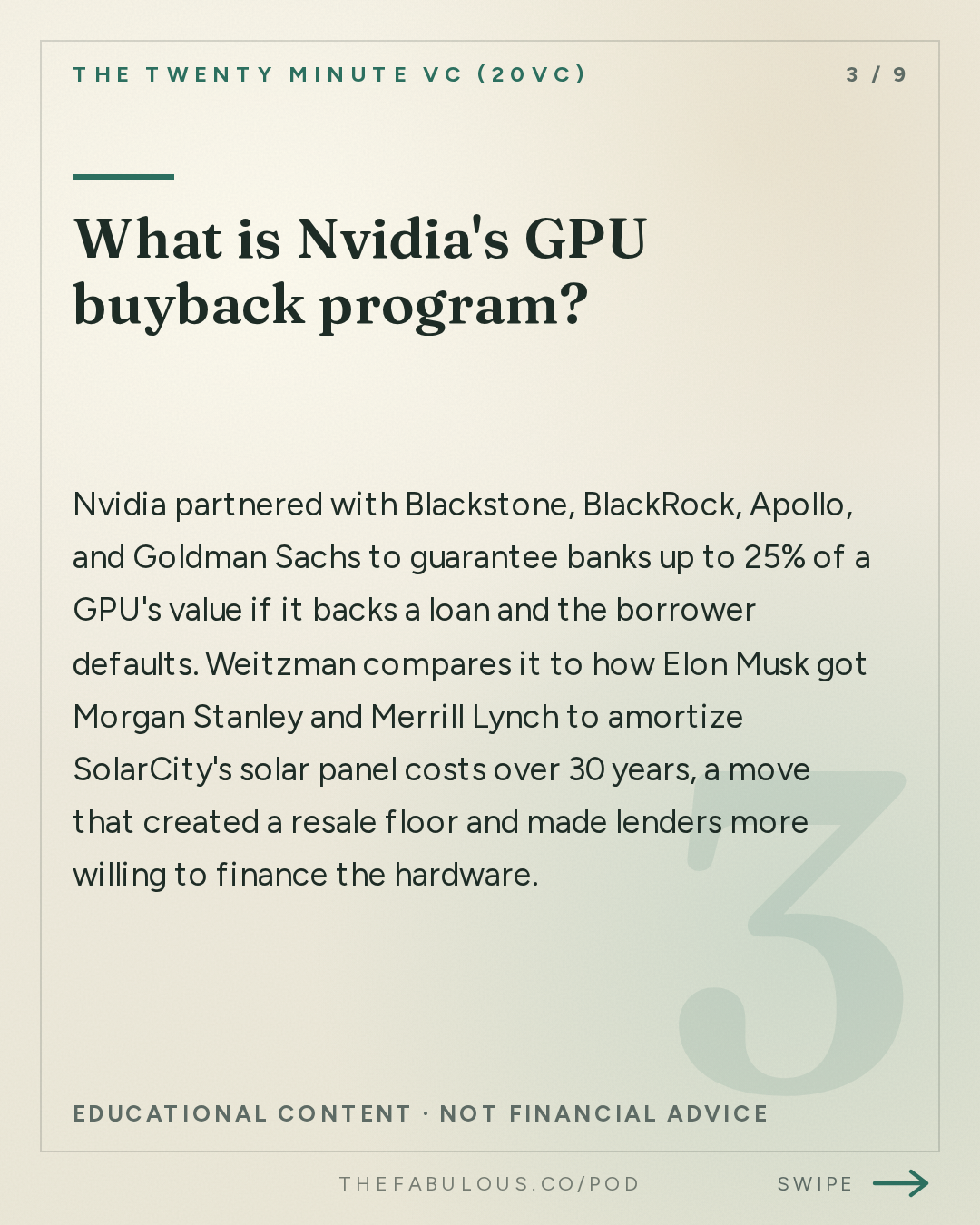 What is Nvidia's GPU buyback program? — The Twenty Minute VC (20VC): Venture Capital | Startup Funding | The Pitch: 20VC: How to Build Your Own Data Center & Why Every Startup Should Do It | How ElevenLabs Leapfrogged Us: What I Learned | The AI Talent War: How Your Hiring Process Needs to Change with Cliff Weitzman, Speechify