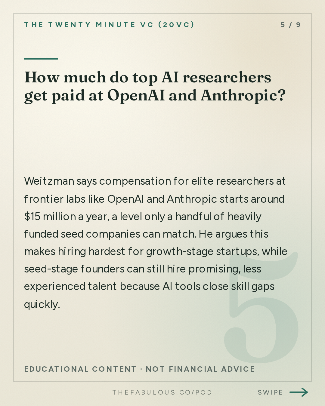How much do top AI researchers get paid at OpenAI and Anthropic? — The Twenty Minute VC (20VC): Venture Capital | Startup Funding | The Pitch: 20VC: How to Build Your Own Data Center & Why Every Startup Should Do It | How ElevenLabs Leapfrogged Us: What I Learned | The AI Talent War: How Your Hiring Process Needs to Change with Cliff Weitzman, Speechify