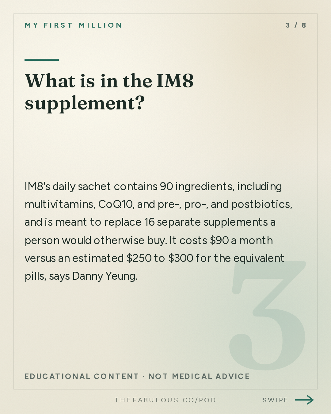 What is in the IM8 supplement? — My First Million: How we scaled to $100M in under a year (ft. IM8 co-founder Danny Yeung)