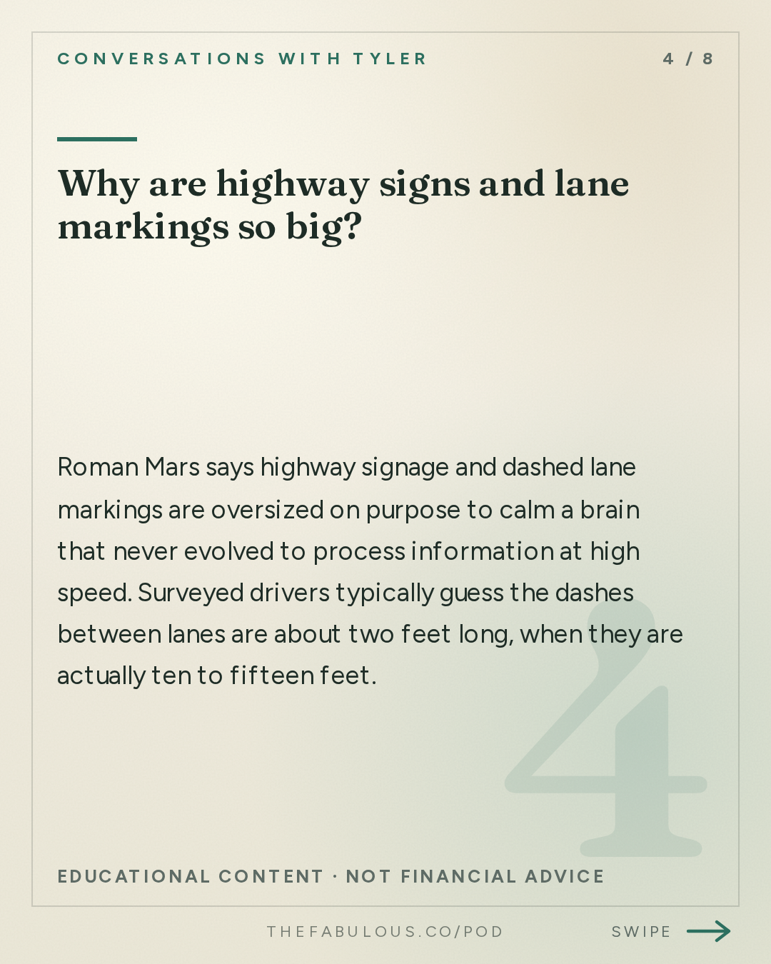 Why are highway signs and lane markings so big? — Conversations with Tyler: Roman Mars on Flags, Phones, and the Design of Everyday Life