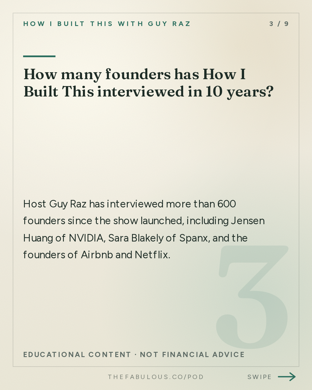 How many founders has How I Built This interviewed in 10 years? — How I Built This with Guy Raz: 10 Years of How I Built This: A Decade of Innovation, Risk and Reinvention