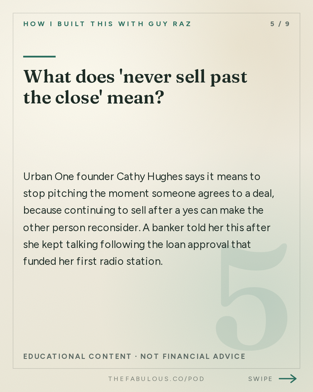 What does 'never sell past the close' mean? — How I Built This with Guy Raz: 10 Years of How I Built This: A Decade of Innovation, Risk and Reinvention