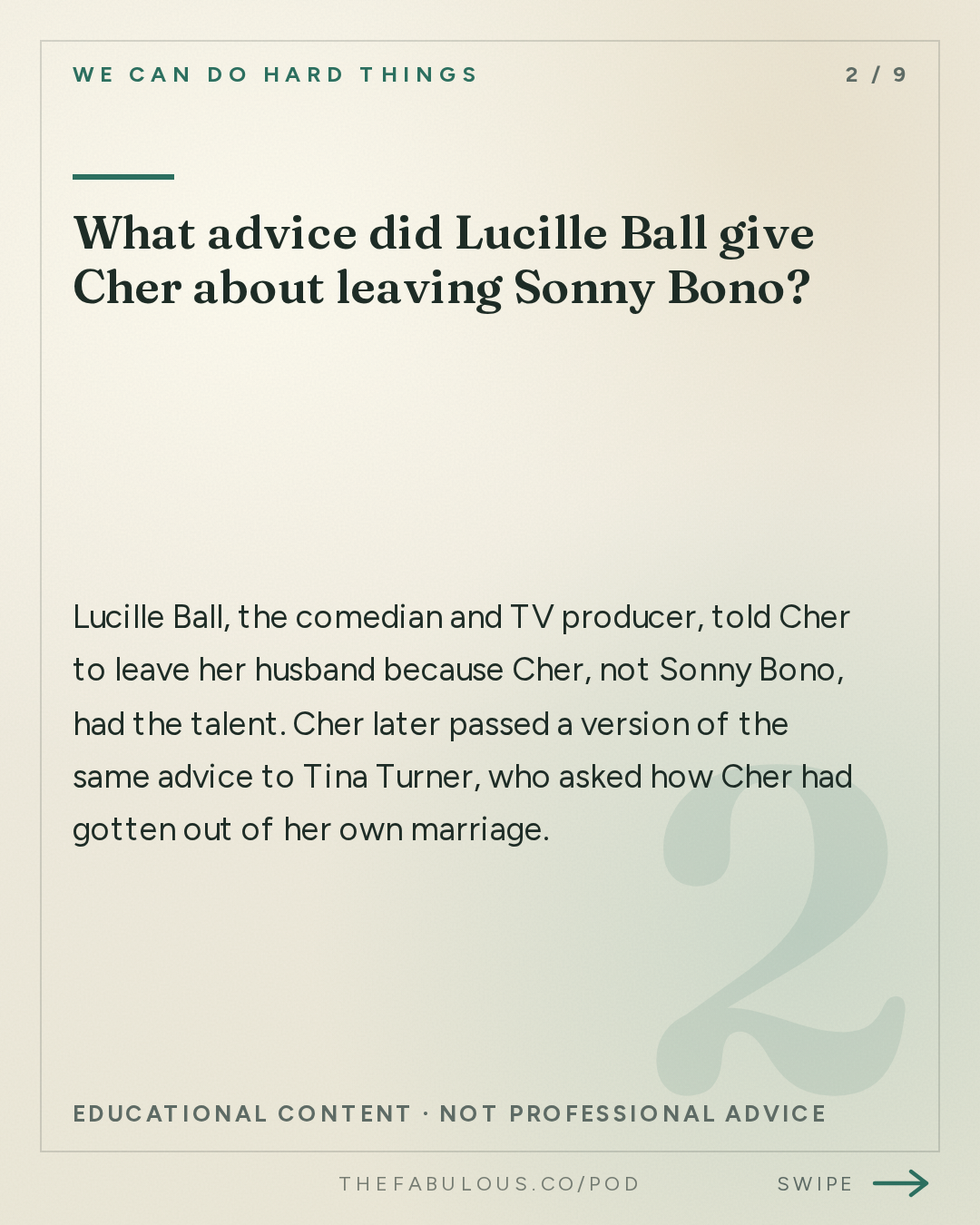 What advice did Lucille Ball give Cher about leaving Sonny Bono? — We Can Do Hard Things: (BEST OF) CHER: Life Advice We’ll Never Forget