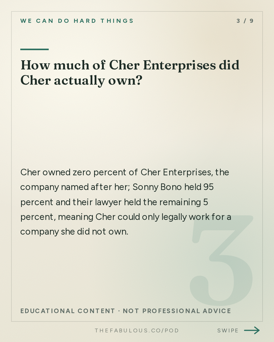 How much of Cher Enterprises did Cher actually own? — We Can Do Hard Things: (BEST OF) CHER: Life Advice We’ll Never Forget