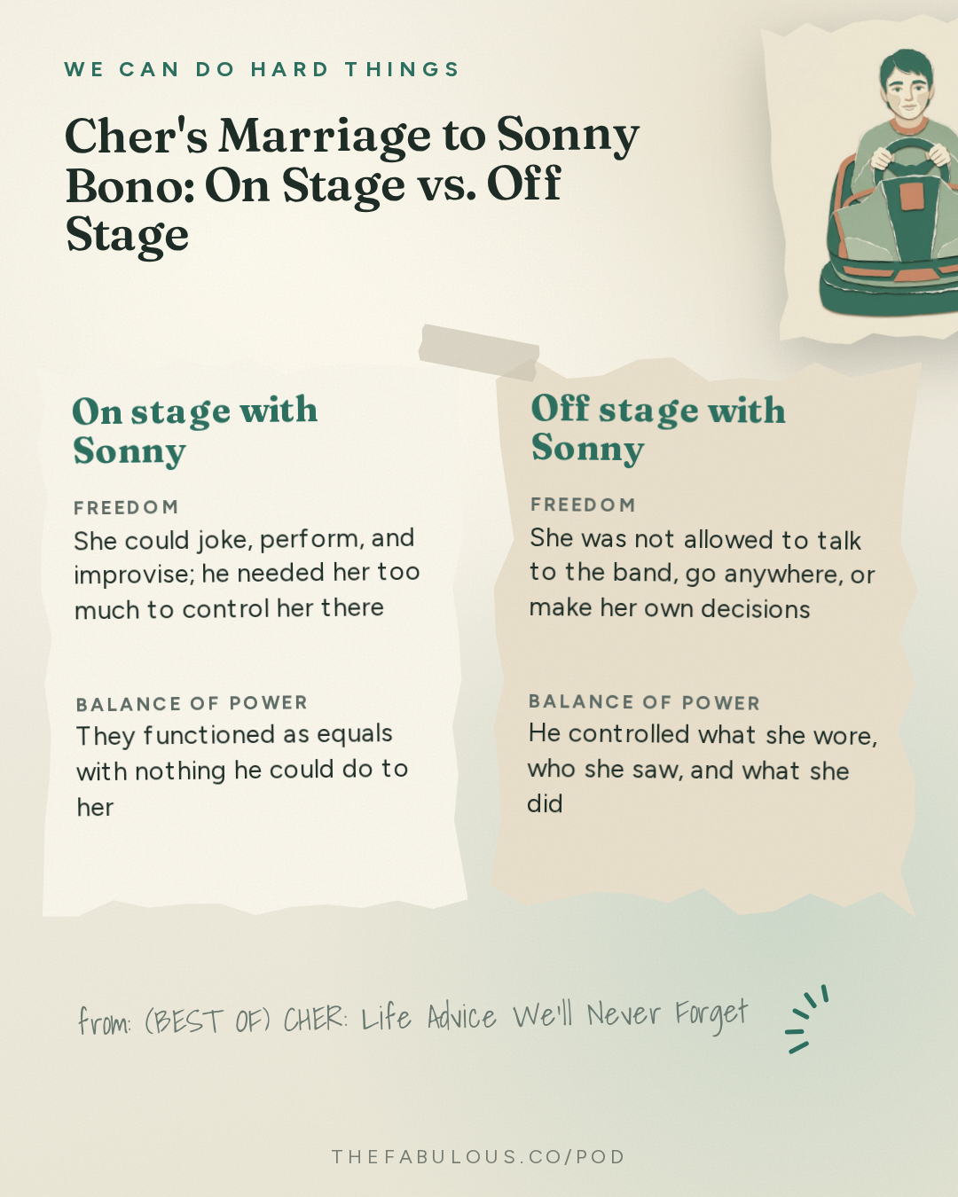 Cher's Marriage to Sonny Bono: On Stage vs. Off Stage — We Can Do Hard Things: (BEST OF) CHER: Life Advice We’ll Never Forget 