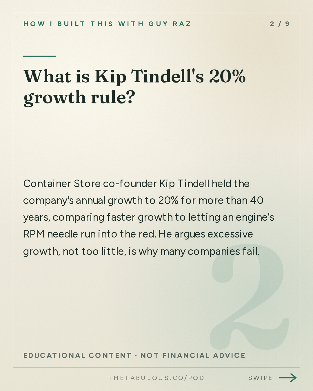What is Kip Tindell's 20% growth rule? — How I Built This with Guy Raz: Advice Line with Kip Tindell of The Container Store